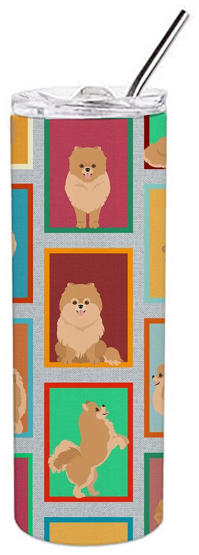 Main image of Lots of Orange Pomeranian Stainless Steel Skinny Tumbler Vacuum Double Walled Reusable Insulated Tumbler Travel Cup for Coffee C