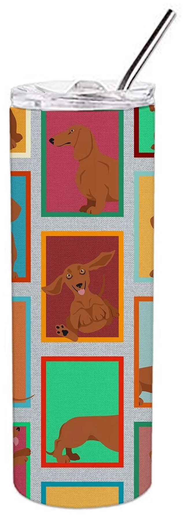 Main image of Lots of Red Dachshund Stainless Steel Skinny Tumbler Vacuum Double Walled Reusable Insulated Tumbler Travel Cup for Coffee Cockt