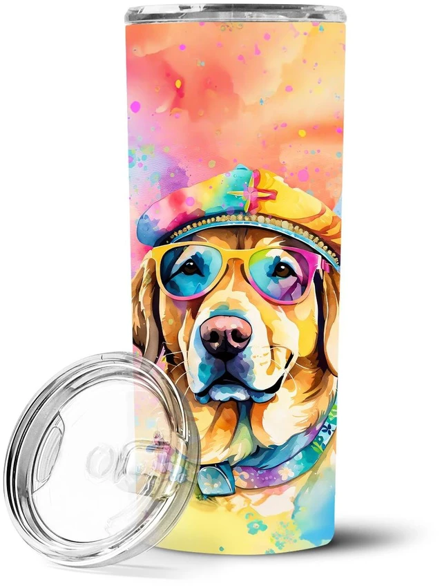 Main image of Yellow Labrador Hippie Dawg Stainless Steel Skinny Tumbler Vacuum Double Walled Reusable Insulated Tumbler Travel Cup for Coffee