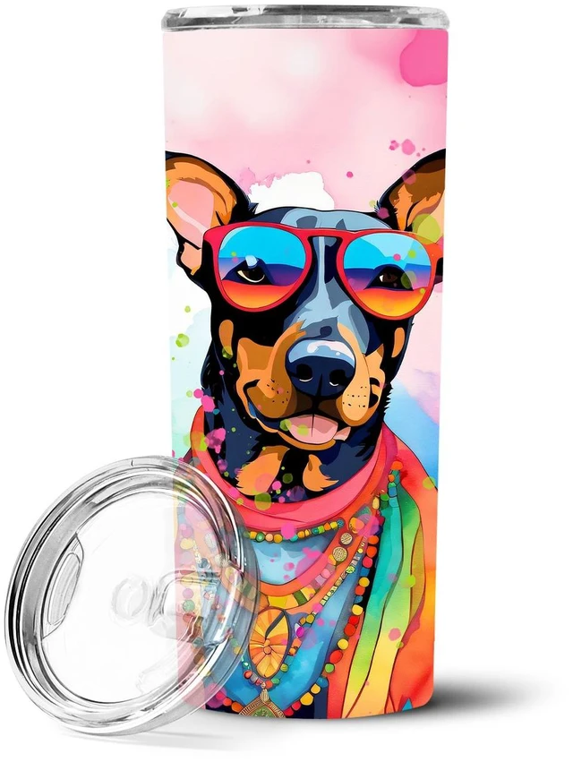 Main image of Doberman Pinscher Hippie Dawg Stainless Steel Skinny Tumbler Vacuum Double Walled Reusable Insulated Tumbler Travel Cup for Coff