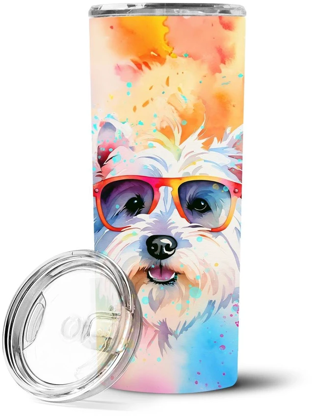 Main image of Westie Hippie Dawg Stainless Steel Skinny Tumbler Vacuum Double Walled Reusable Insulated Tumbler Travel Cup for Coffee Cocktail