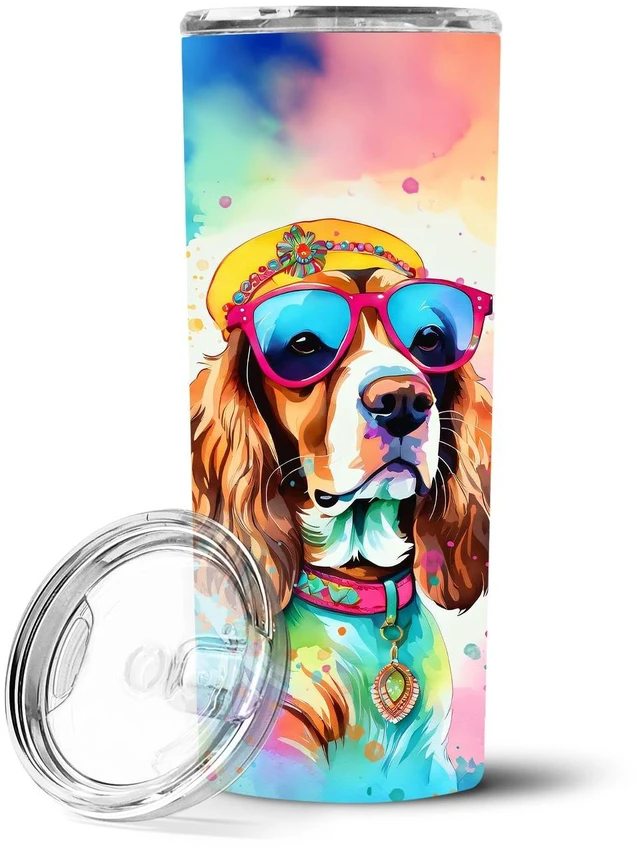 Main image of Cavalier Spaniel Hippie Dawg Stainless Steel Skinny Tumbler Vacuum Double Walled Reusable Insulated Tumbler Travel Cup for Coffe