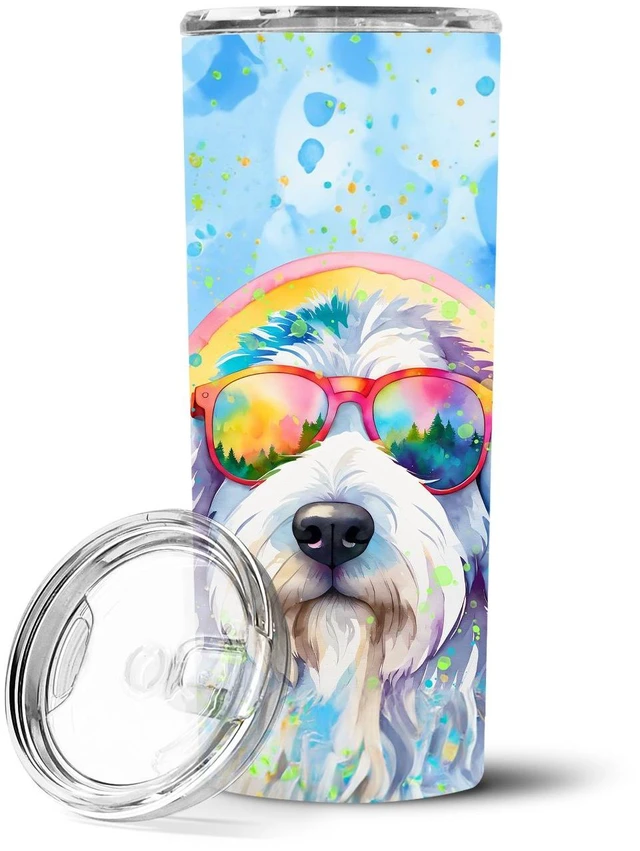 Main image of Old English Sheepdog Hippie Dawg Stainless Steel Skinny Tumbler Vacuum Double Walled Reusable Insulated Tumbler Travel Cup for C