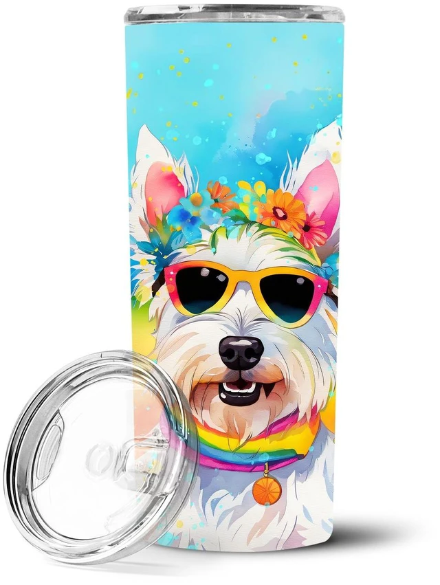 Main image of Westie Hippie Dawg Stainless Steel Skinny Tumbler Vacuum Double Walled Reusable Insulated Tumbler Travel Cup for Coffee Cocktail