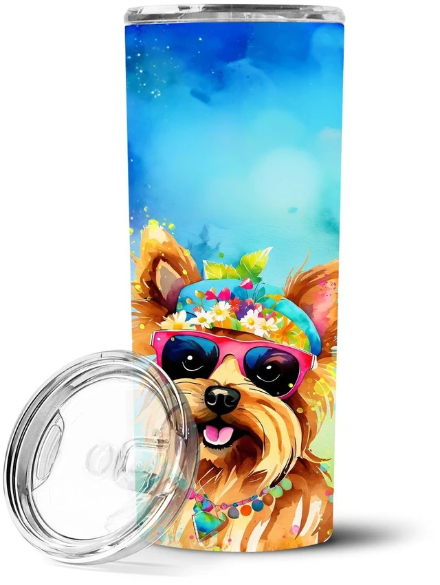 Main image of Yorkshire Terrier Hippie Dawg Stainless Steel Skinny Tumbler Vacuum Double Walled Reusable Insulated Tumbler Travel Cup for Coff