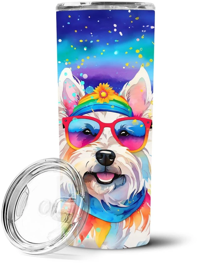 Main image of Westie Hippie Dawg Stainless Steel Skinny Tumbler Vacuum Double Walled Reusable Insulated Tumbler Travel Cup for Coffee Cocktail
