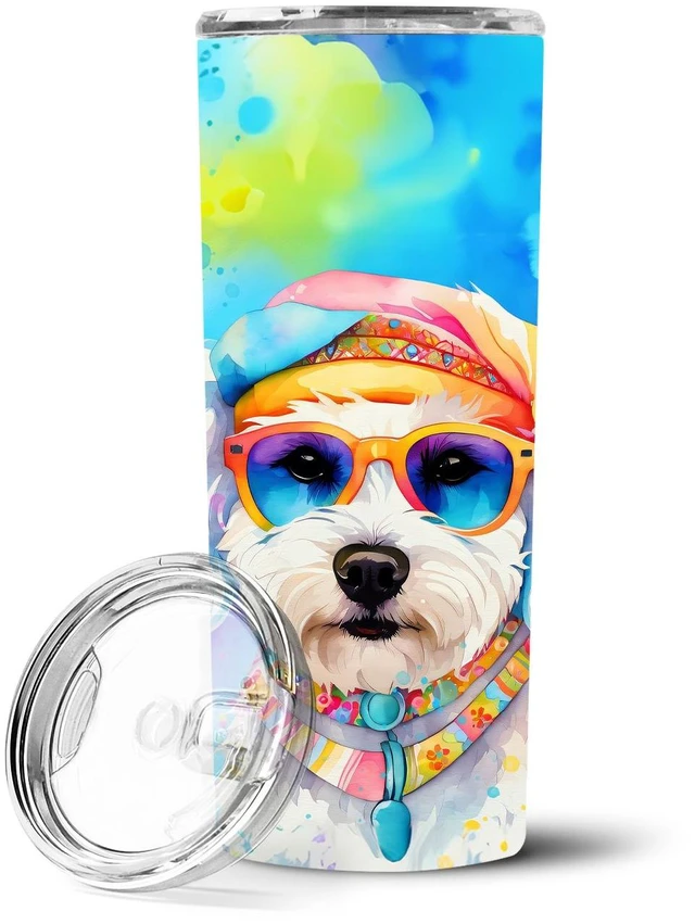 Main image of Bichon Frise Hippie Dawg Stainless Steel Skinny Tumbler Vacuum Double Walled Reusable Insulated Tumbler Travel Cup for Coffee Co