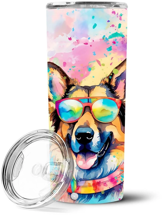 Main image of German Shepherd Hippie Dawg Stainless Steel Skinny Tumbler Vacuum Double Walled Reusable Insulated Tumbler Travel Cup for Coffee