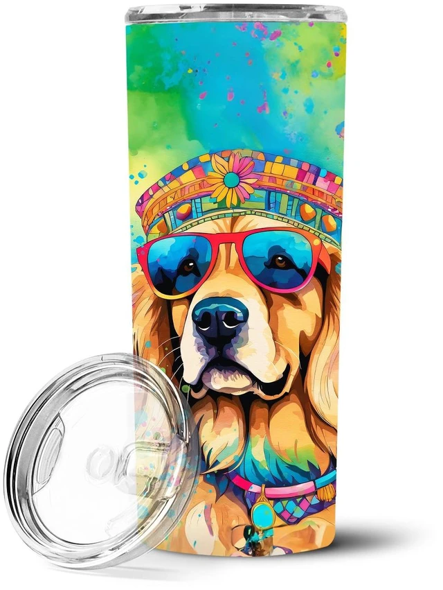 Main image of Golden Retriever Hippie Dawg Stainless Steel Skinny Tumbler Vacuum Double Walled Reusable Insulated Tumbler Travel Cup for Coffe