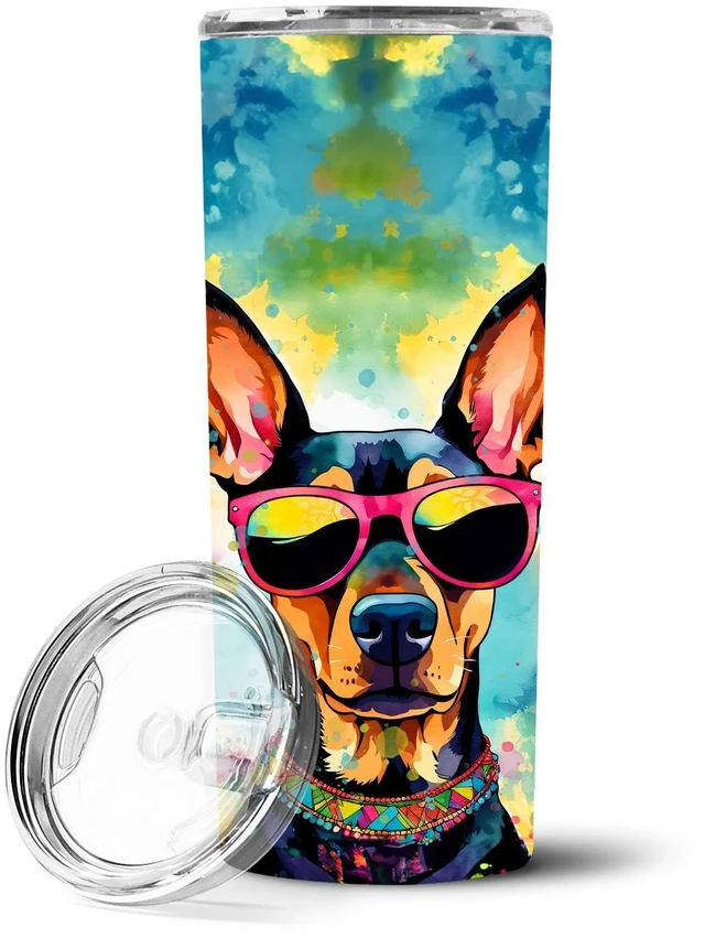 Main image of Doberman Pinscher Hippie Dawg Stainless Steel Skinny Tumbler Vacuum Double Walled Reusable Insulated Tumbler Travel Cup for Coff