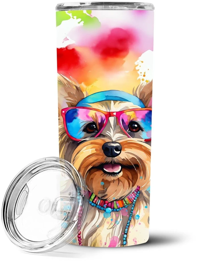 Main image of Yorkshire Terrier Hippie Dawg Stainless Steel Skinny Tumbler Vacuum Double Walled Reusable Insulated Tumbler Travel Cup for Coff
