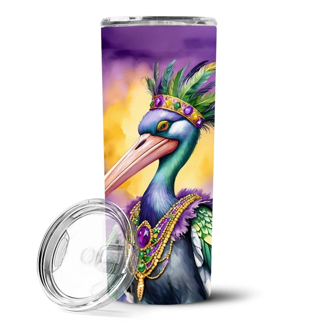 Main image of Pelican Mardi Gras Stainless Steel Skinny Tumbler Vacuum Double Walled Reusable Insulated Tumbler Travel Cup for Coffee Cocktail
