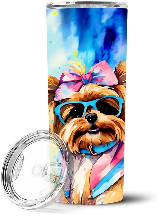 Main image of Yorkshire Terrier Hippie Dawg Stainless Steel Skinny Tumbler Vacuum Double Walled Reusable Insulated Tumbler Travel Cup for Coff