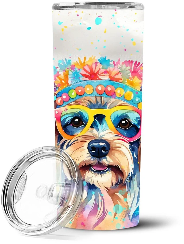 Main image of Yorkshire Terrier Hippie Dawg Stainless Steel Skinny Tumbler Vacuum Double Walled Reusable Insulated Tumbler Travel Cup for Coff