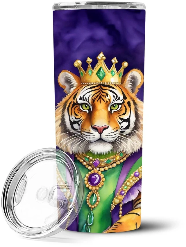 Main image of Tiger the King of Mardi Gras Stainless Steel Skinny Tumbler Vacuum Double Walled Reusable Insulated Tumbler Travel Cup for Coffe
