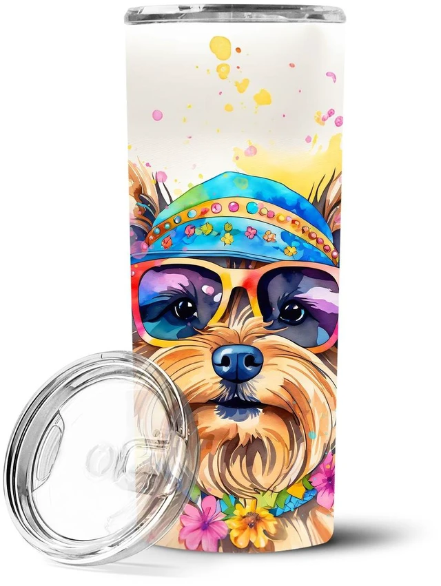 Main image of Yorkshire Terrier Hippie Dawg Stainless Steel Skinny Tumbler Vacuum Double Walled Reusable Insulated Tumbler Travel Cup for Coff