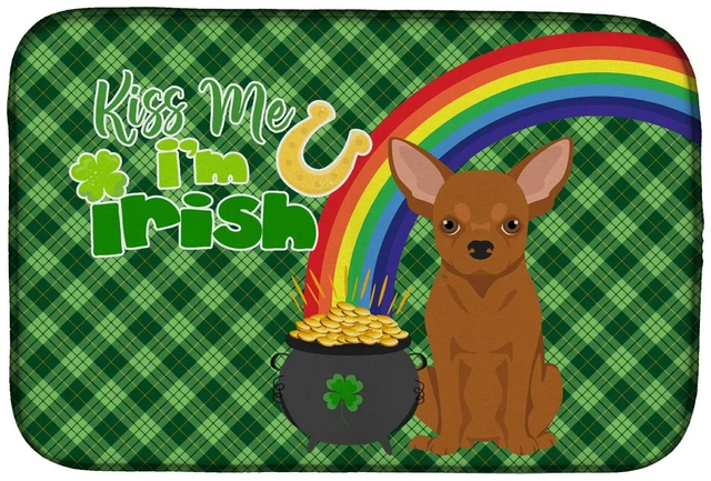 Main image of NEW Red Chihuahua St. Patrick's Day Dish Drying Mat Absorbent Dish Drying Mat Pad for Kitchen Counter Dish Drainer Mat for Count