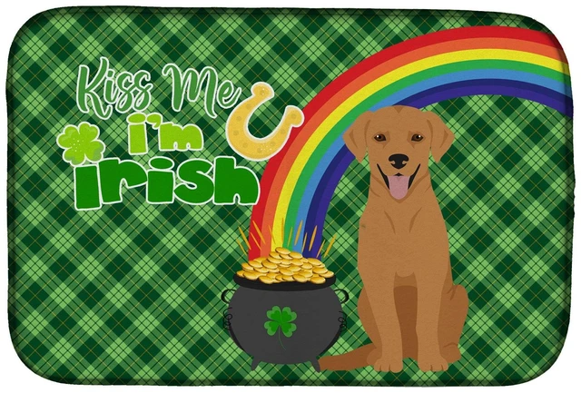 Main image of NEW Red Fox Labrador Retriever St. Patrick's Day Dish Drying Mat Absorbent Dish Drying Mat Pad for Kitchen Counter Dish Drainer
