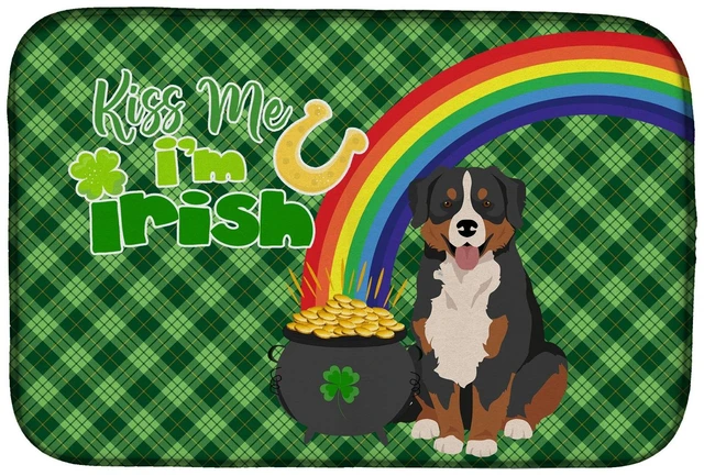 Main image of NEW Bernese Mountain Dog St. Patrick's Day Dish Drying Mat Absorbent Dish Drying Mat Pad for Kitchen Counter Dish Drainer Mat fo