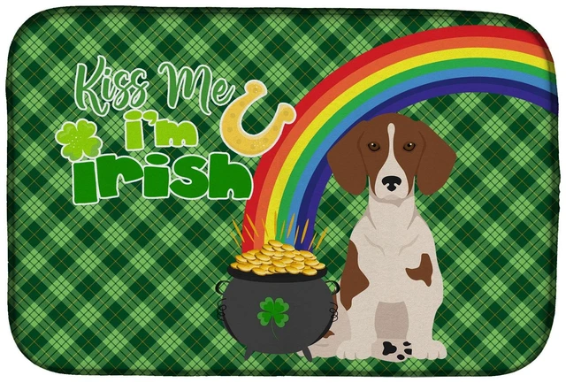 Main image of NEW Red Piebald Dachshund St. Patrick's Day Dish Drying Mat Absorbent Dish Drying Mat Pad for Kitchen Counter Dish Drainer Mat f
