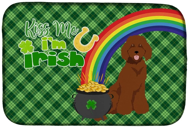 Main image of NEW Standard Red Poodle St. Patrick's Day Dish Drying Mat Absorbent Dish Drying Mat Pad for Kitchen Counter Dish Drainer Mat for
