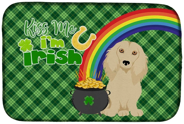 Main image of NEW Longhair Cream Dachshund St. Patrick's Day Dish Drying Mat Absorbent Dish Drying Mat Pad for Kitchen Counter Dish Drainer Ma