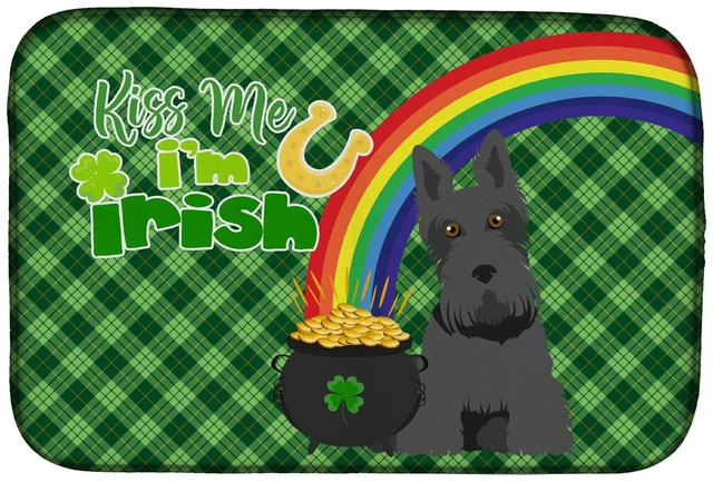Main image of NEW Black Scottish Terrier St. Patrick's Day Dish Drying Mat Absorbent Dish Drying Mat Pad for Kitchen Counter Dish Drainer Mat