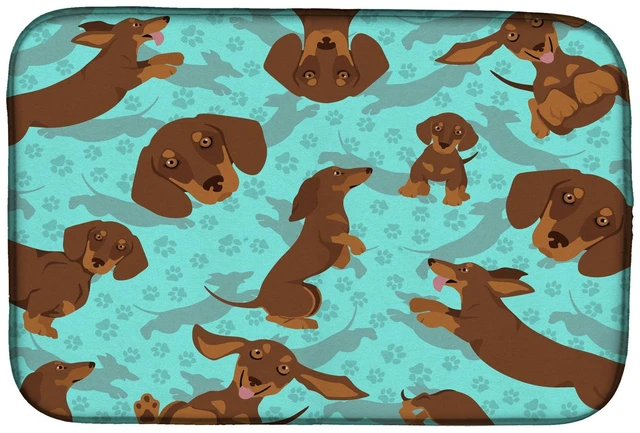 Main image of Chocolate and Tan Dachshund Dish Drying Mat Absorbent Dish Drying Mat Pad for Kitchen Counter Dish Drainer Mat for Countertop, 1