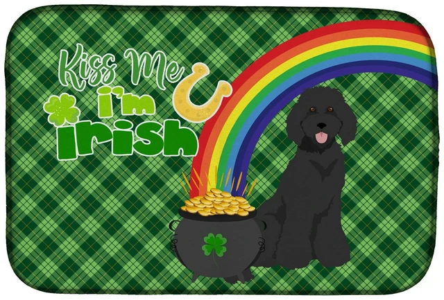 Main image of NEW Standard Black Poodle St. Patrick's Day Dish Drying Mat Absorbent Dish Drying Mat Pad for Kitchen Counter Dish Drainer Mat f