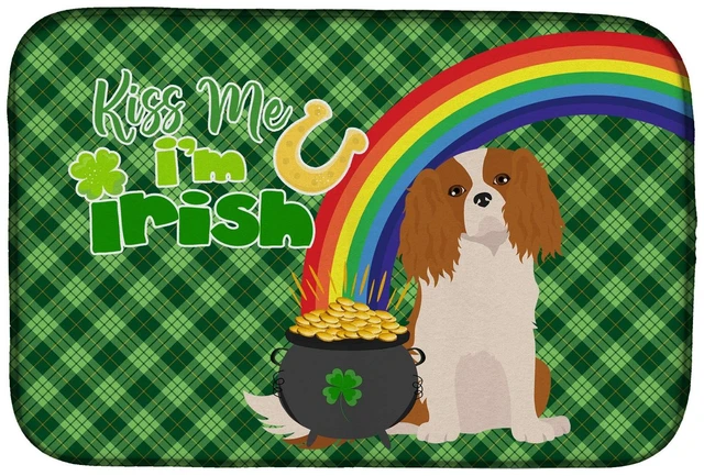Main image of NEW Blenheim Cavalier Spaniel St. Patrick's Day Dish Drying Mat Absorbent Dish Drying Mat Pad for Kitchen Counter Dish Drainer M