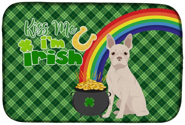 Main image of NEW White Boston Terrier St. Patrick's Day Dish Drying Mat Absorbent Dish Drying Mat Pad for Kitchen Counter Dish Drainer Mat fo