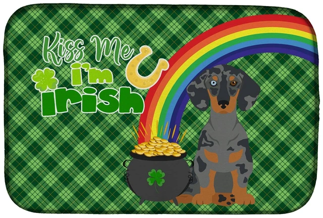 Main image of NEW Black Dapple Dachshund St. Patrick's Day Dish Drying Mat Absorbent Dish Drying Mat Pad for Kitchen Counter Dish Drainer Mat