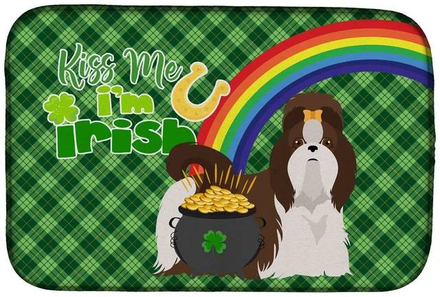 Main image of NEW Liver and White Shih Tzu St. Patrick's Day Dish Drying Mat Absorbent Dish Drying Mat Pad for Kitchen Counter Dish Drainer Ma