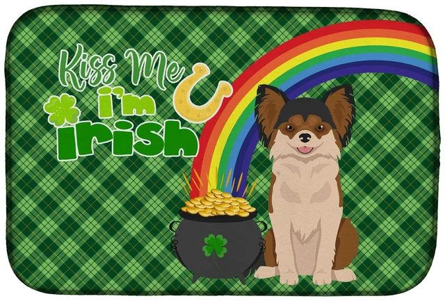 Main image of NEW Longhaired Black and Red Chihuahua St. Patrick's Day Dish Drying Mat Absorbent Dish Drying Mat Pad for Kitchen Counter Dish
