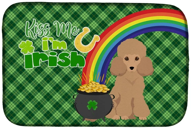 Main image of NEW Toy Apricot Poodle St. Patrick's Day Dish Drying Mat Absorbent Dish Drying Mat Pad for Kitchen Counter Dish Drainer Mat for