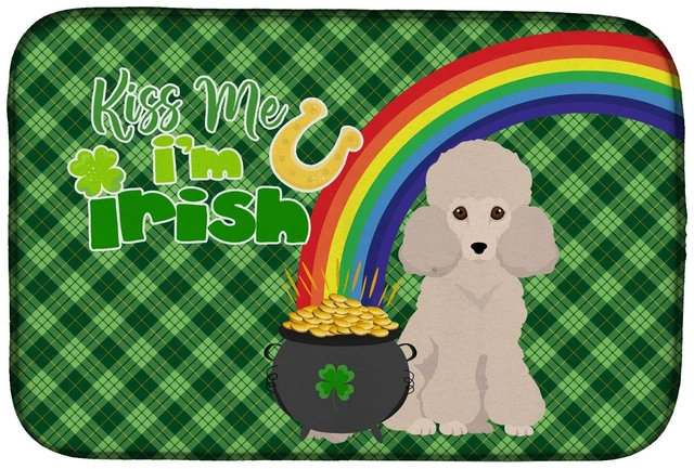 Main image of NEW Toy Cream Poodle St. Patrick's Day Dish Drying Mat Absorbent Dish Drying Mat Pad for Kitchen Counter Dish Drainer Mat for Co
