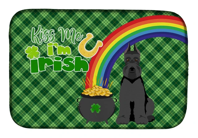 Main image of NEW Black Schnauzer St. Patrick's Day Dish Drying Mat Absorbent Dish Drying Mat Pad for Kitchen Counter Dish Drainer Mat for Cou