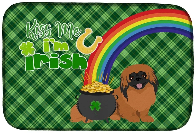 Main image of NEW Red Pekingese St. Patrick's Day Dish Drying Mat Absorbent Dish Drying Mat Pad for Kitchen Counter Dish Drainer Mat for Count
