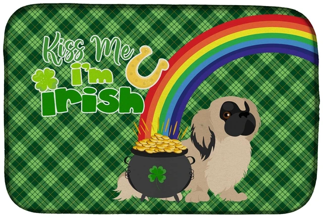 Main image of NEW Cream Pekingese St. Patrick's Day Dish Drying Mat Absorbent Dish Drying Mat Pad for Kitchen Counter Dish Drainer Mat for Cou