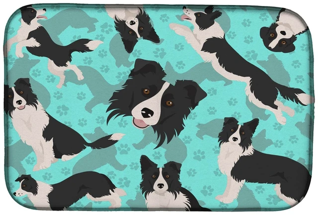 Main image of Border Collie Dish Drying Mat Absorbent Dish Drying Mat Pad for Kitchen Counter Dish Drainer Mat for Countertop, 14 x 21", Multi