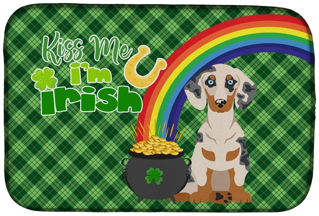 Main image of NEW Cream Dapple Dachshund St. Patrick's Day Dish Drying Mat Absorbent Dish Drying Mat Pad for Kitchen Counter Dish Drainer Mat