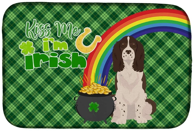 Main image of NEW Liver English Springer Spaniel St. Patrick's Day Dish Drying Mat Absorbent Dish Drying Mat Pad for Kitchen Counter Dish Drai