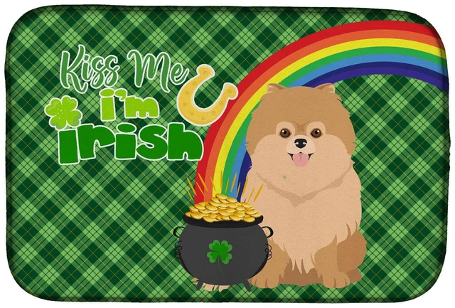 Main image of NEW Orange Pomeranian St. Patrick's Day Dish Drying Mat Absorbent Dish Drying Mat Pad for Kitchen Counter Dish Drainer Mat for C