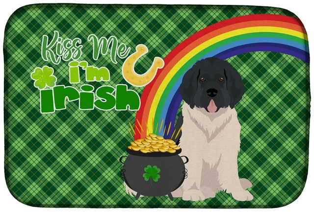 Main image of NEW Landseer Newfoundland St. Patrick's Day Dish Drying Mat Absorbent Dish Drying Mat Pad for Kitchen Counter Dish Drainer Mat f