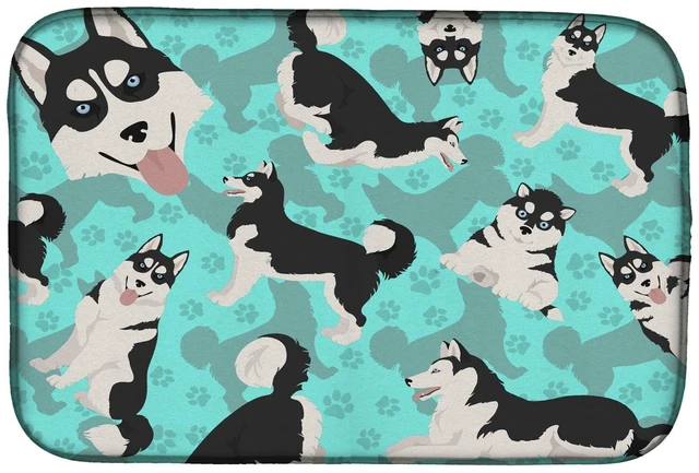 Main image of Siberian Husky Dish Drying Mat Absorbent Dish Drying Mat Pad for Kitchen Counter Dish Drainer Mat for Countertop, 14 x 21", Mult