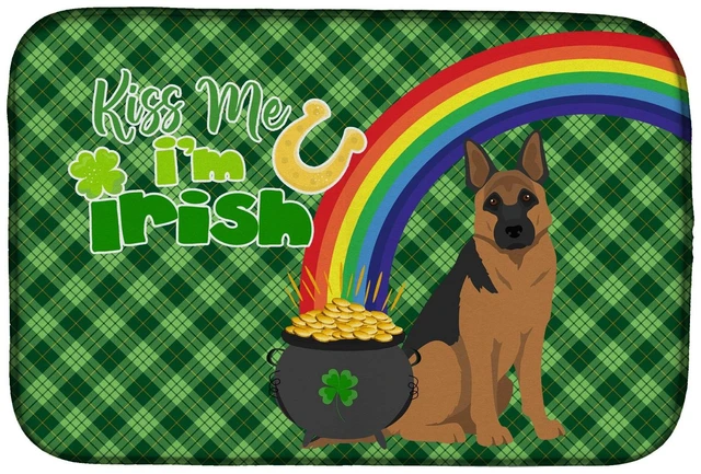 Main image of NEW Black and Tan German Shepherd St. Patrick's Day Dish Drying Mat Absorbent Dish Drying Mat Pad for Kitchen Counter Dish Drain