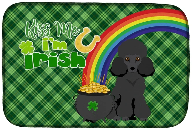 Main image of NEW Toy Black Poodle St. Patrick's Day Dish Drying Mat Absorbent Dish Drying Mat Pad for Kitchen Counter Dish Drainer Mat for Co