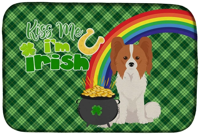 Main image of NEW Red and White Papillon St. Patrick's Day Dish Drying Mat Absorbent Dish Drying Mat Pad for Kitchen Counter Dish Drainer Mat