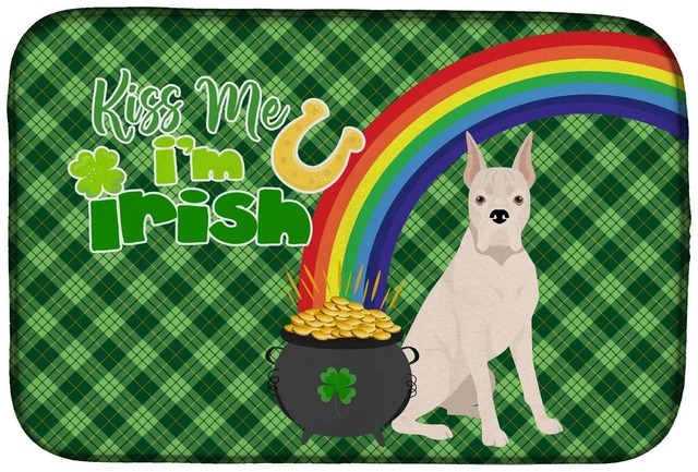 Main image of NEW White Boxer St. Patrick's Day Dish Drying Mat Absorbent Dish Drying Mat Pad for Kitchen Counter Dish Drainer Mat for Counter