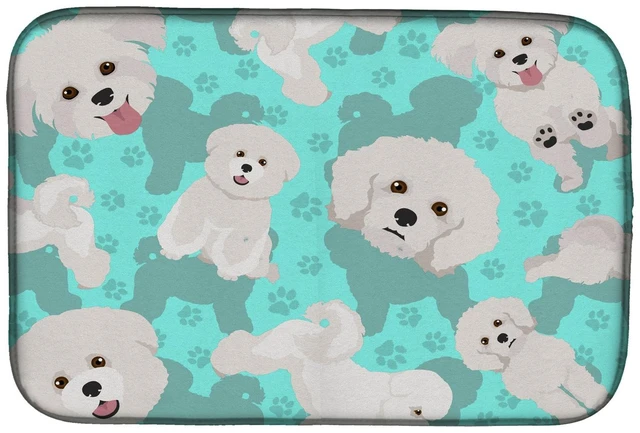 Main image of Bichon Frise Dish Drying Mat Absorbent Dish Drying Mat Pad for Kitchen Counter Dish Drainer Mat for Countertop, 14 x 21", Multic